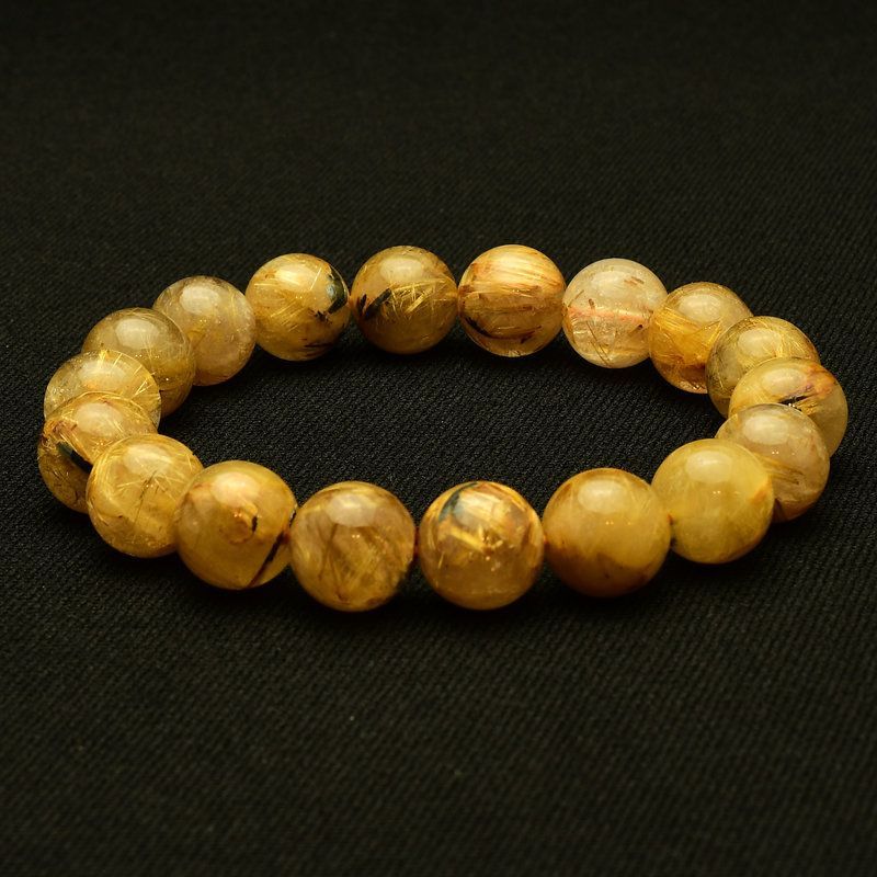 黄金の成功へ導く ゴールドルチルクォーツ ブレスレット11-12mm GHB101･40g 財運上昇 ビジネス運向上 邪気払い 集中力向上 前向きな活力 プレゼント 贈り物 水晶 浄化発送 ギフト 京海堂 天然石の卸 京の蔵