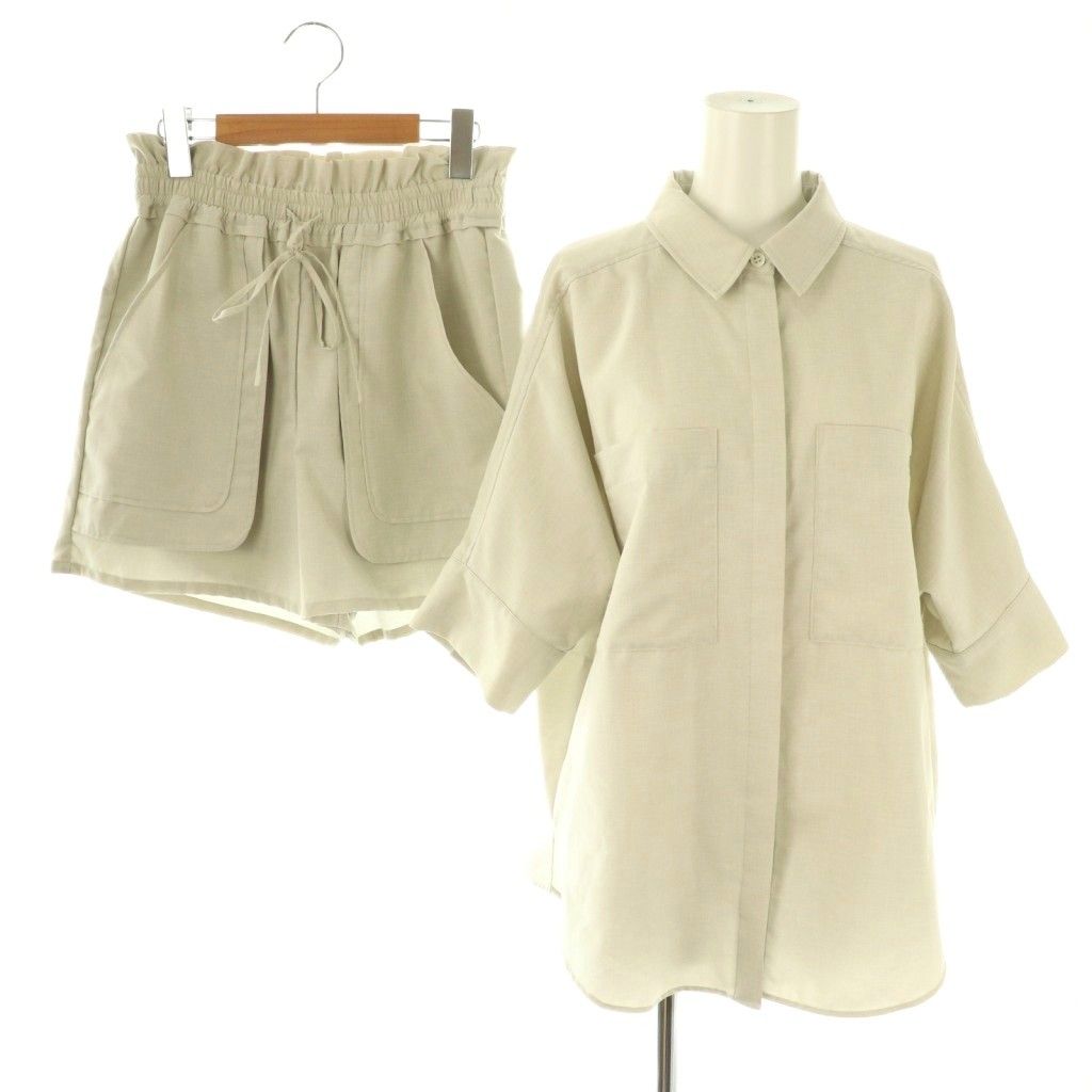 コエル COEL リフラクスエコボックスシャツ×リフラクスエコショートパンツ セットアップ F 36 ベージュ |HK OS