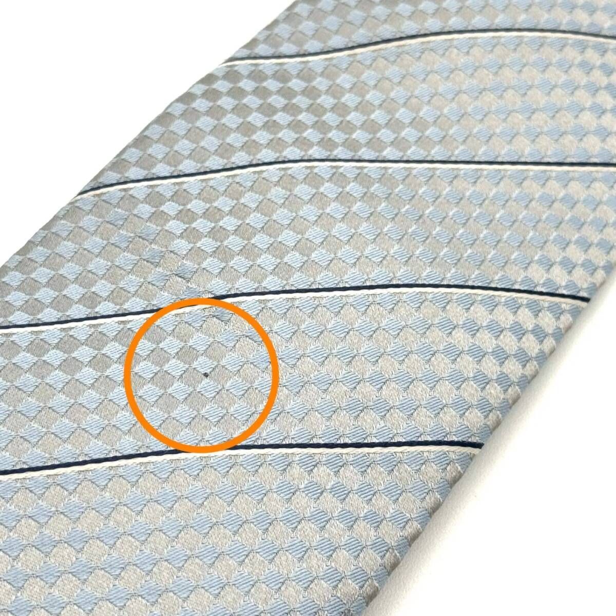 ルイヴィトン マイクロダミエ ライトブルー シルバー ネクタイ 102266