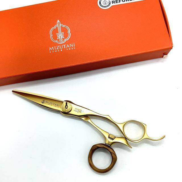ミズタニシザーズ ミズタニシザーMIZUTANI SCISSORS SWIVEL S-01 × wood ring シザー オフセット 理容 美容ハサミ 美容師 理容師 右利き 5.7インチ sc2434
