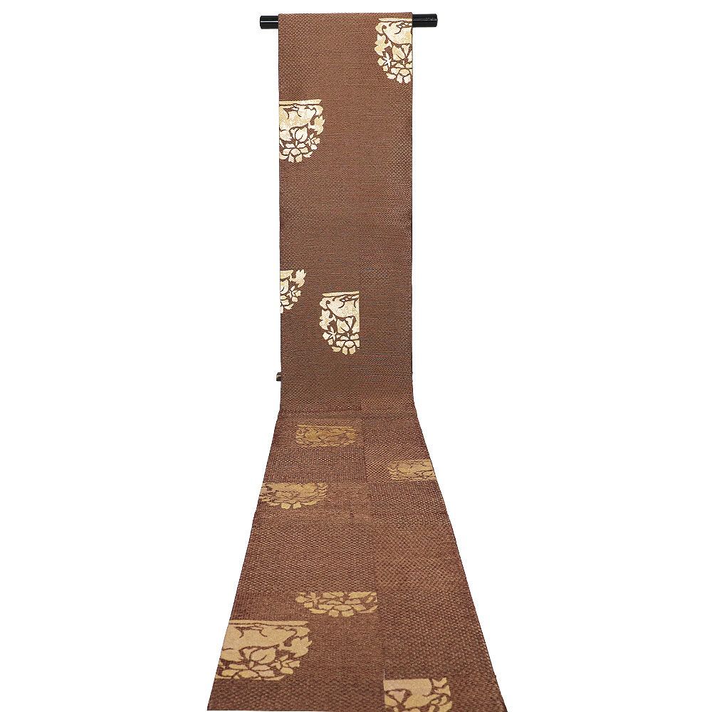 お洒落訪問着用 手織り紬 袋帯 正絹 赤茶 金 金箔 花兎 Lサイズ F8349 レディース シルク ギフト30代 40代 50代 送料無料 WWW_MERCADOAVALIA_COM_BR