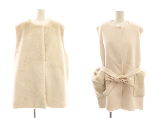 セブンテンバイミホカワヒト SEVEN TEN by MIHO KAWAHITO 24AW リバーシブル3WAYファージレ ベスト エコファー フェイクファー XS ピンク |DF OS