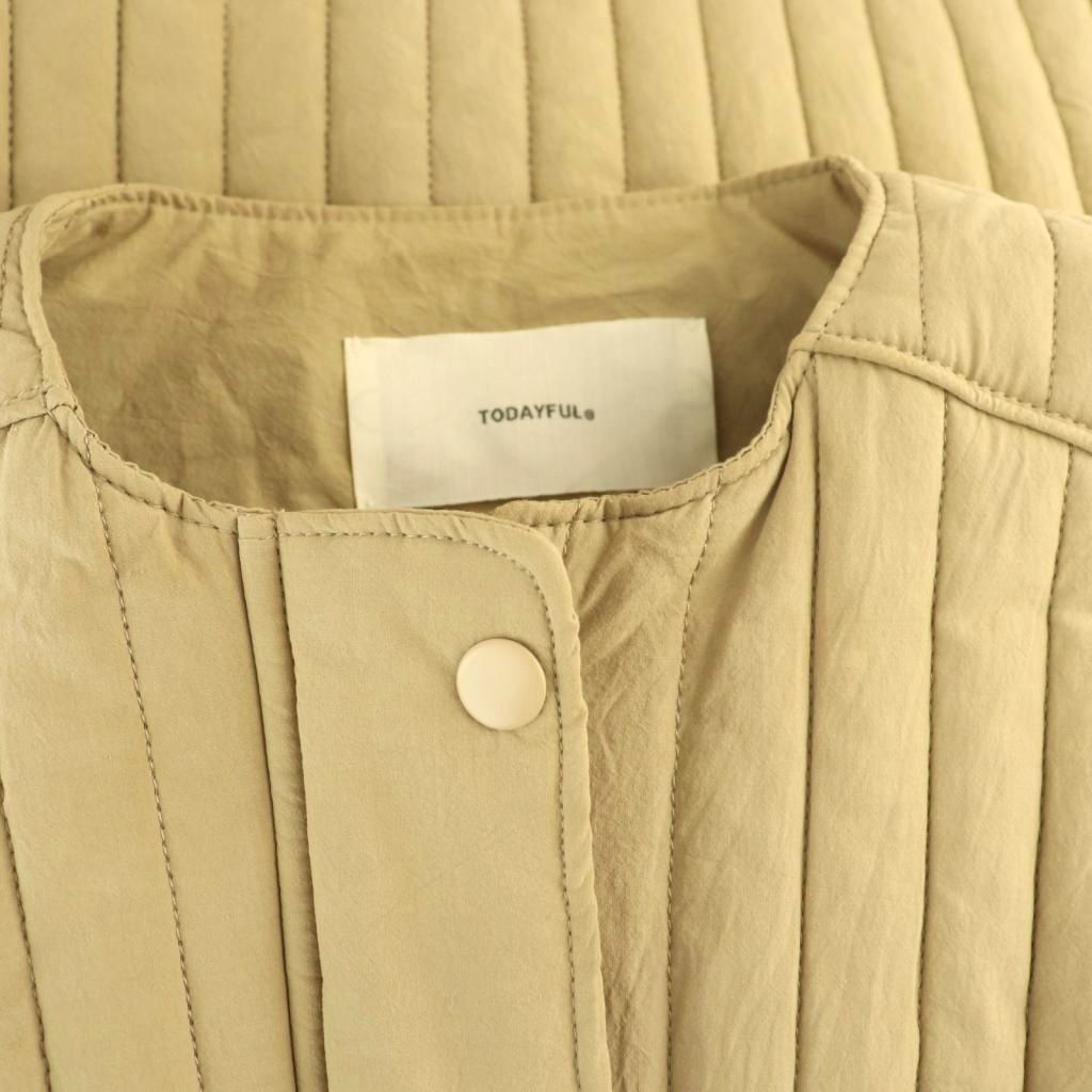  トゥデイフル Hoodie Quilting Vest フーディーキルティングベスト ノースリーブコート 36 カーキベージュ ES OS ベスト ジレ ビスチェ トップス