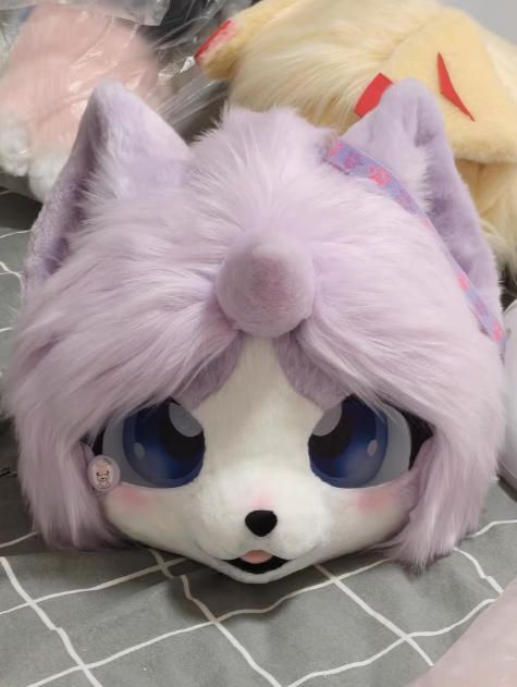 着ぐるみヘッド 猫 NO.394 パープル 全頭ヘッド ケモノ ファースーツ ぬいぐるみ コスプレ コスチューム kigurumi