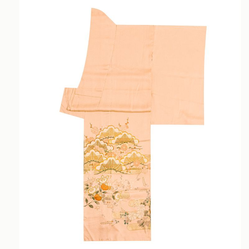 記念感謝祭 仕立無料 京友禅伝統工芸手描き 本金 刺繍入 日本図案家協会会員優秀図工芸梅四季文特撰色留袖 10012411