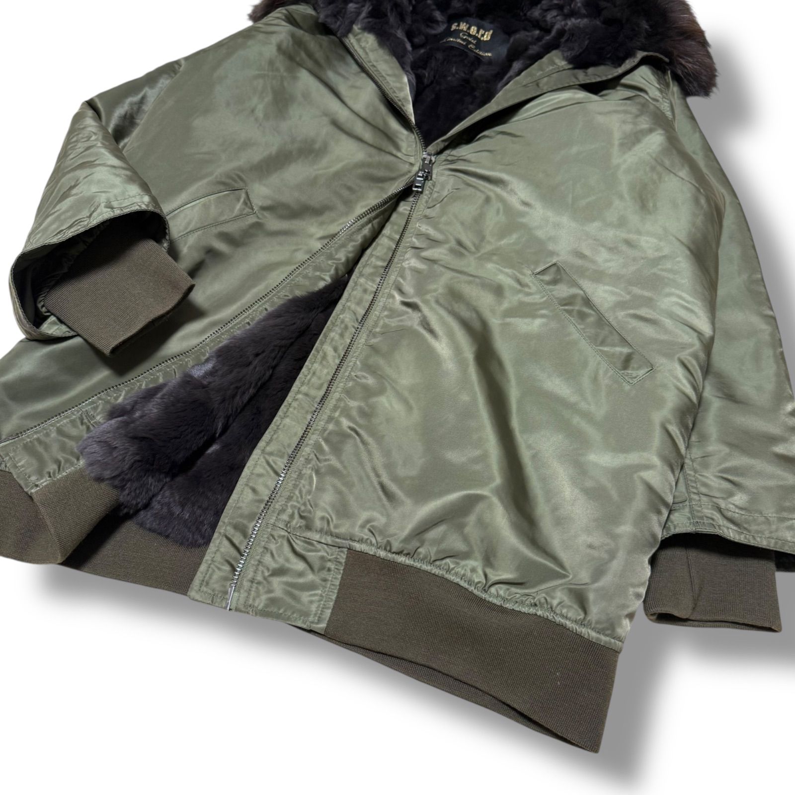 美品 SWORD 豪華ファー MA-1 オーバーサイズ ミリタリーコート