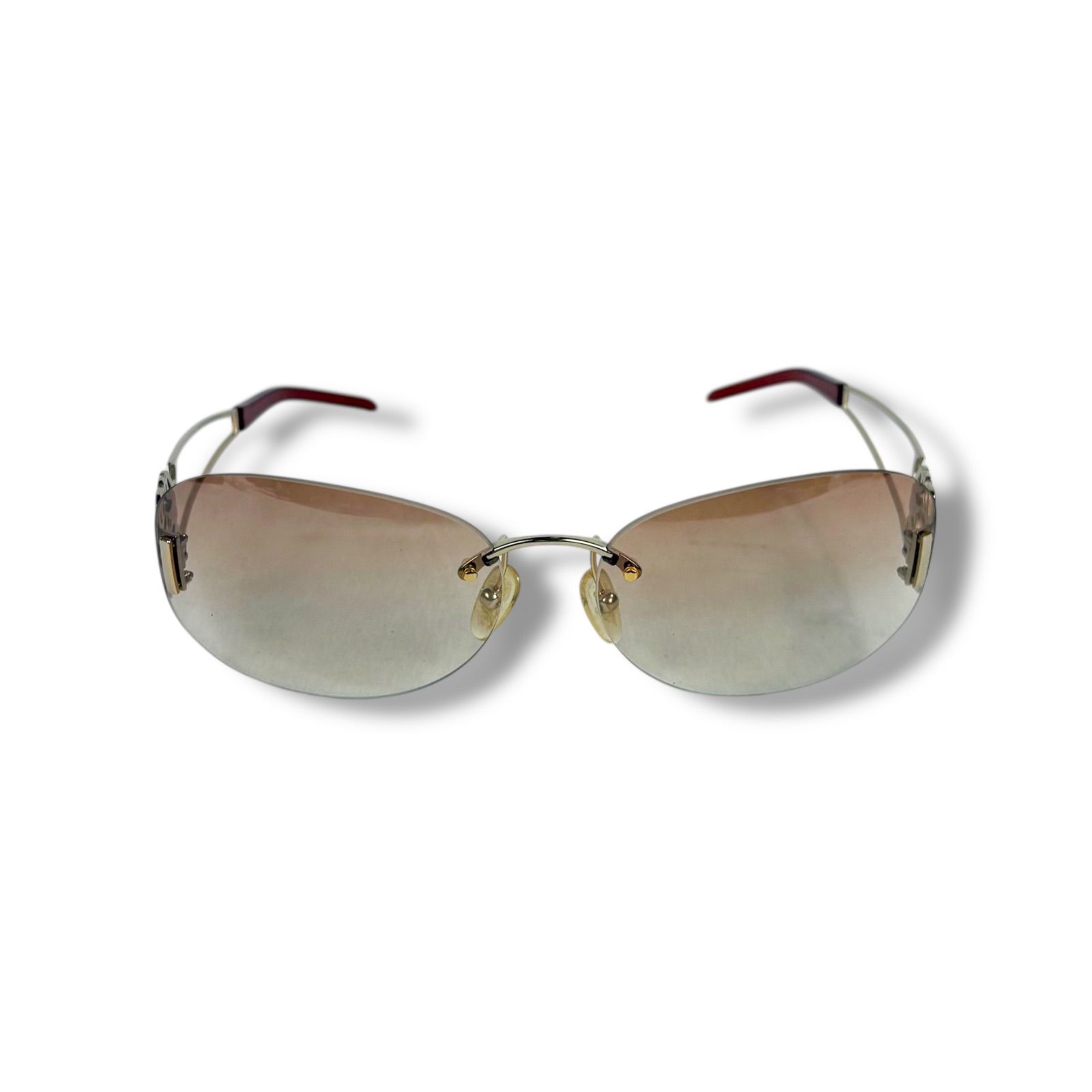 LOEWE ロエベ リムレス サングラス サイドロゴ アナグラム ロエベ 度無し グラデーション レッド ピンク 暖色系