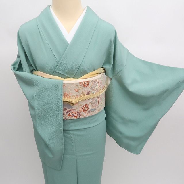 ✾まめ藤✾m2293* 正絹 仕付け糸付き 染め一つ紋 手縫い仕立て 色無地