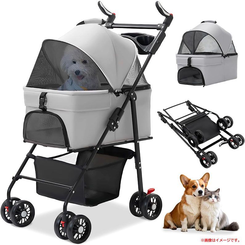 D8986◇未使用 ペットカート バギー 分離型 犬 猫 前輪360°回転 後輪