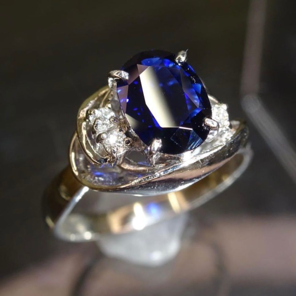 ブルーサファイア1.3ct Pt900 ダイヤリング Pt900 ダイヤモンド\u0026 