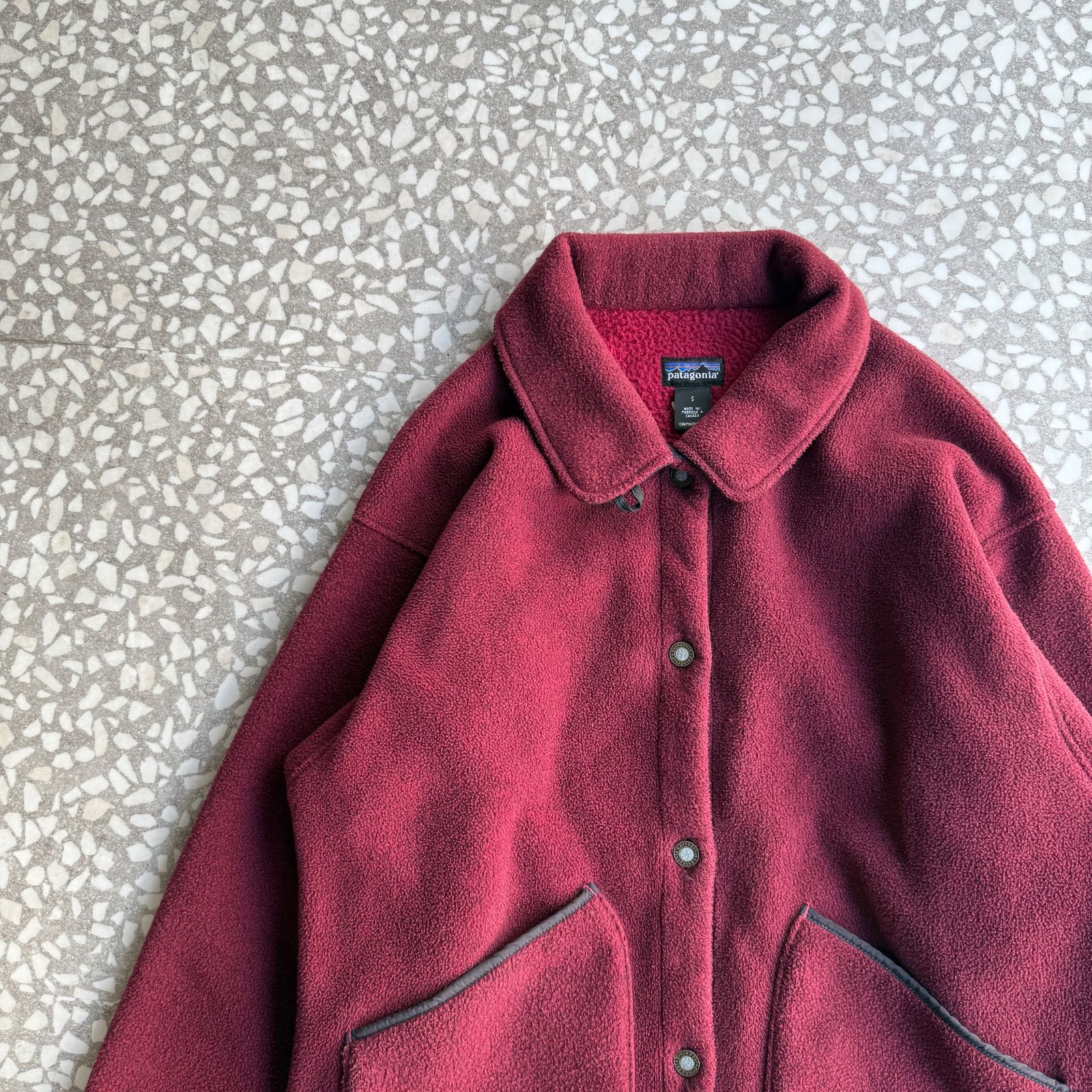 patagonia 90s カナダ製 Shering coat パタゴニア フリース シャーリングコート ミドル丈 刻印ボタン アウトドア 90年代