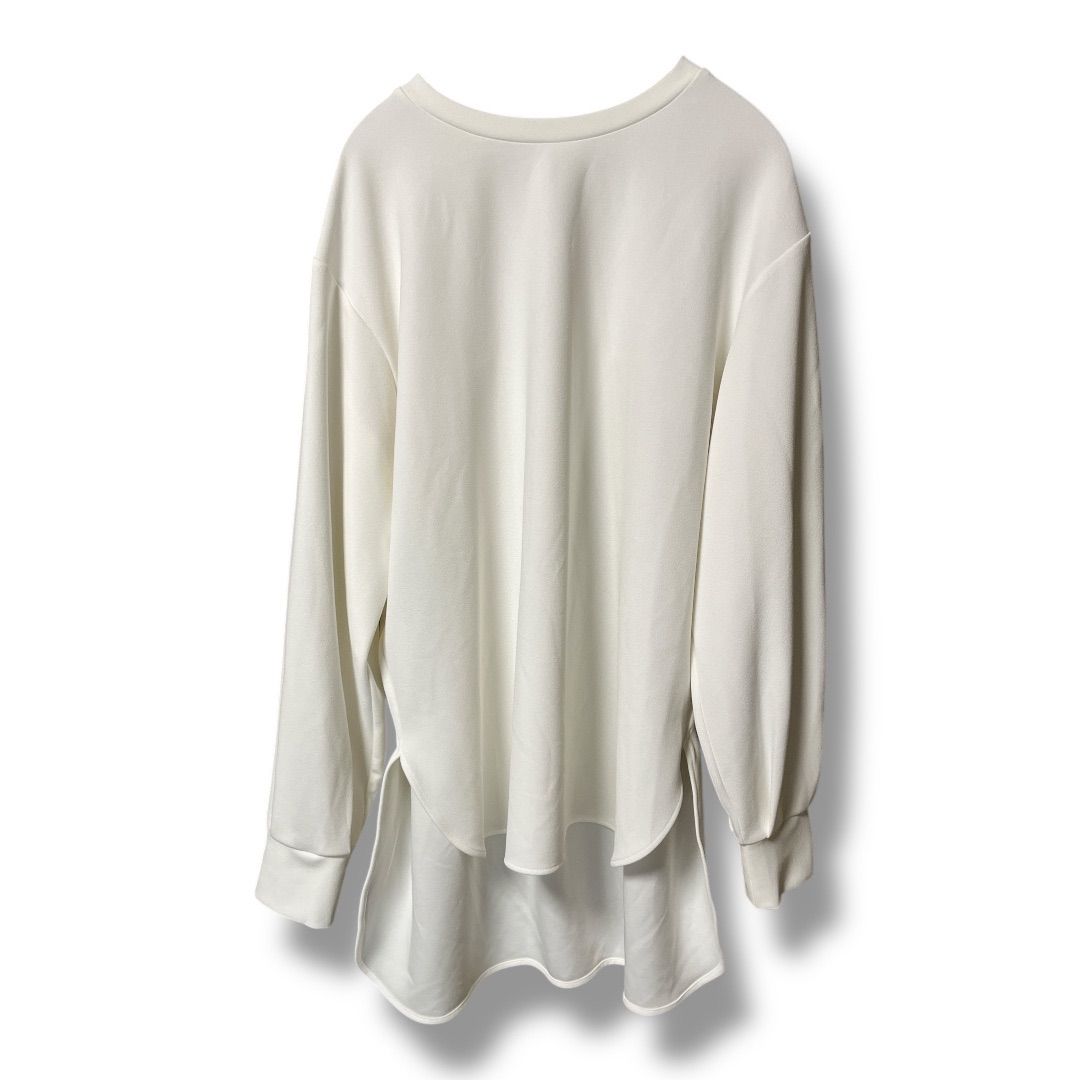 BEARDSLEY ビアズリー Tブラウス カットソー 長袖 プルオーバー トップス ストレッチ 定価18700円 体型隠し ロングTシャツ レディース サイズF ホワイト 秋 ゴーゴー古着マルイ北千住店 2 No.K774
