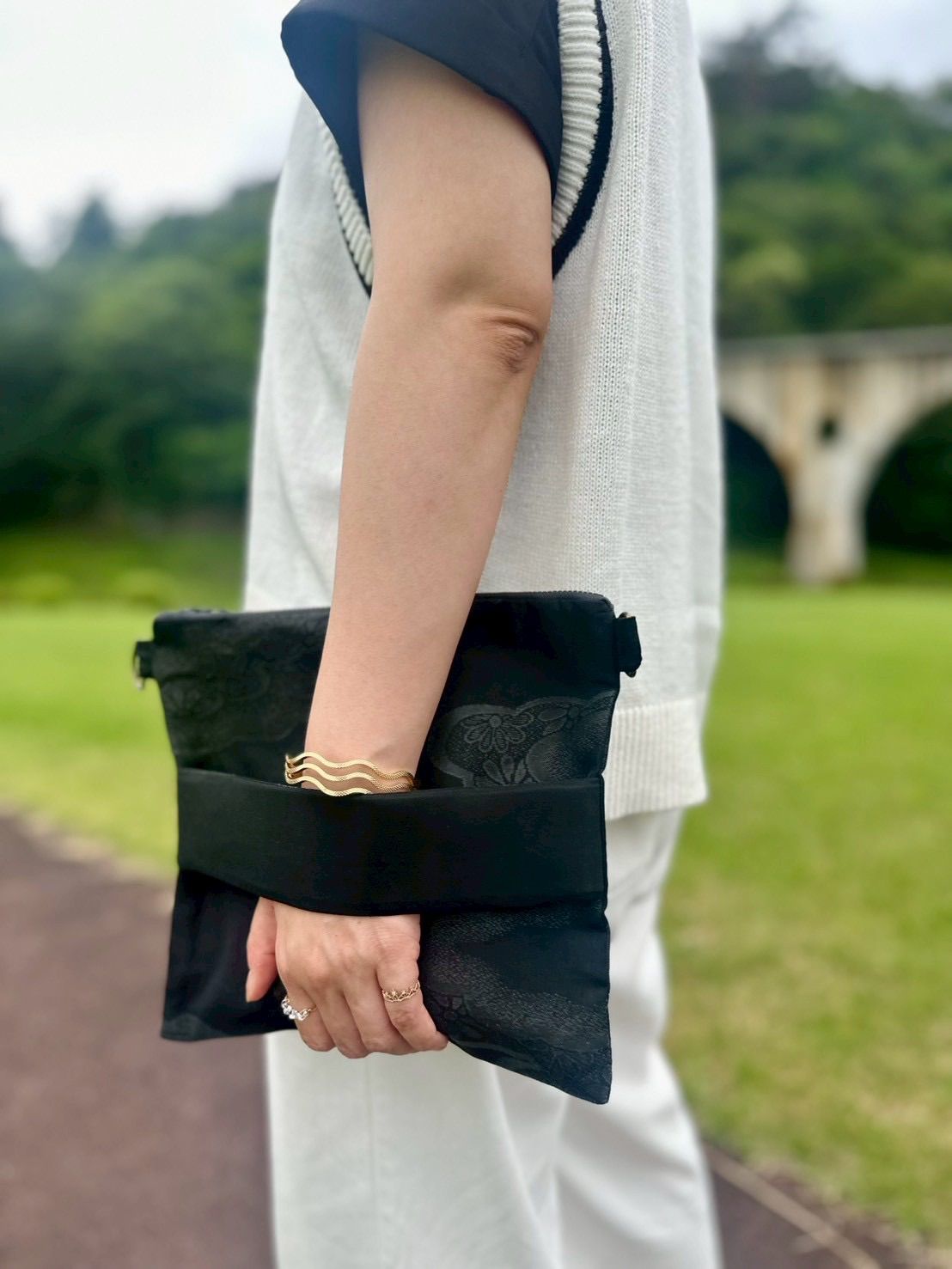 和装 成人式 結婚式 和モダン メンズ 大正浪漫 サムライ一文字クラッチ ショルダー 漆黒の静寂