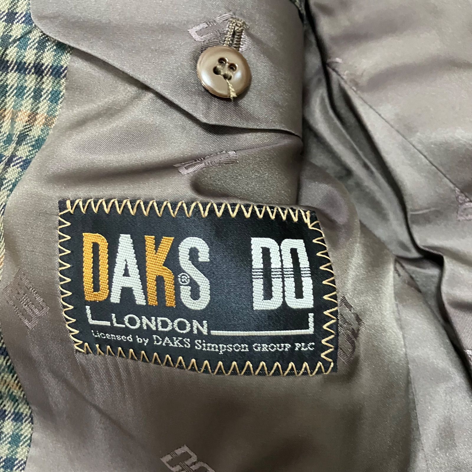 Daks ダックス テーラードジャケット ブラウン チェック柄 ウール S 