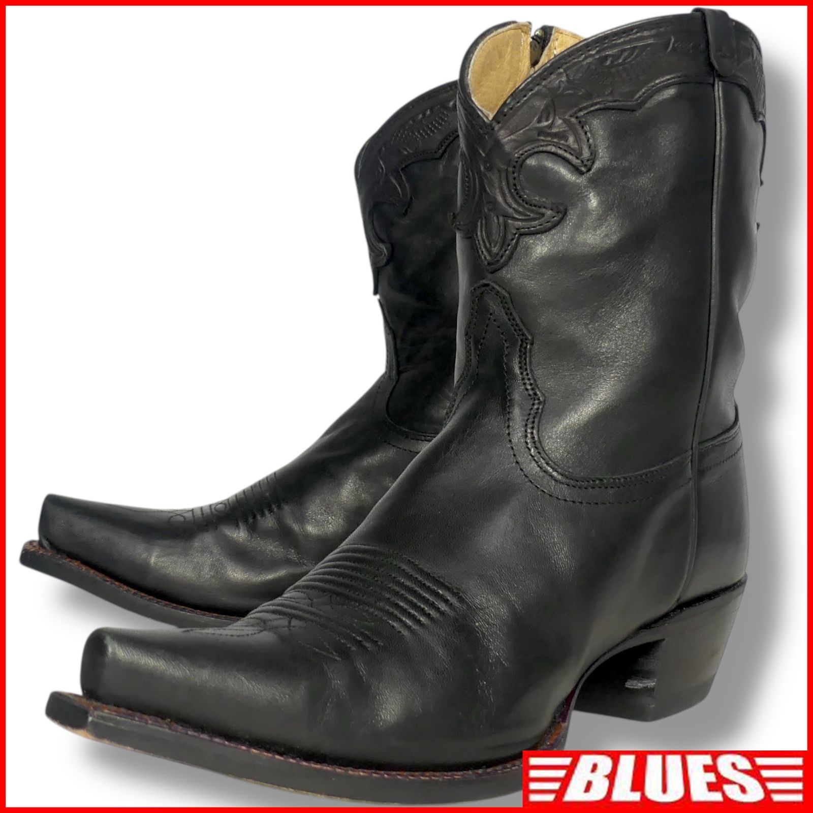 メキシコ製 Tony Lama トニーラマ ウエスタンブーツ 25 黒 ブラック ショートブーツ ウエスタンブーツサイズ25cm一覧←SEULB屋着古← X8046