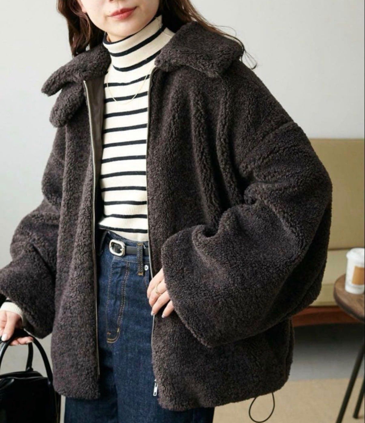 即日発送 DISCOAT カーリーファースタンドブルゾン