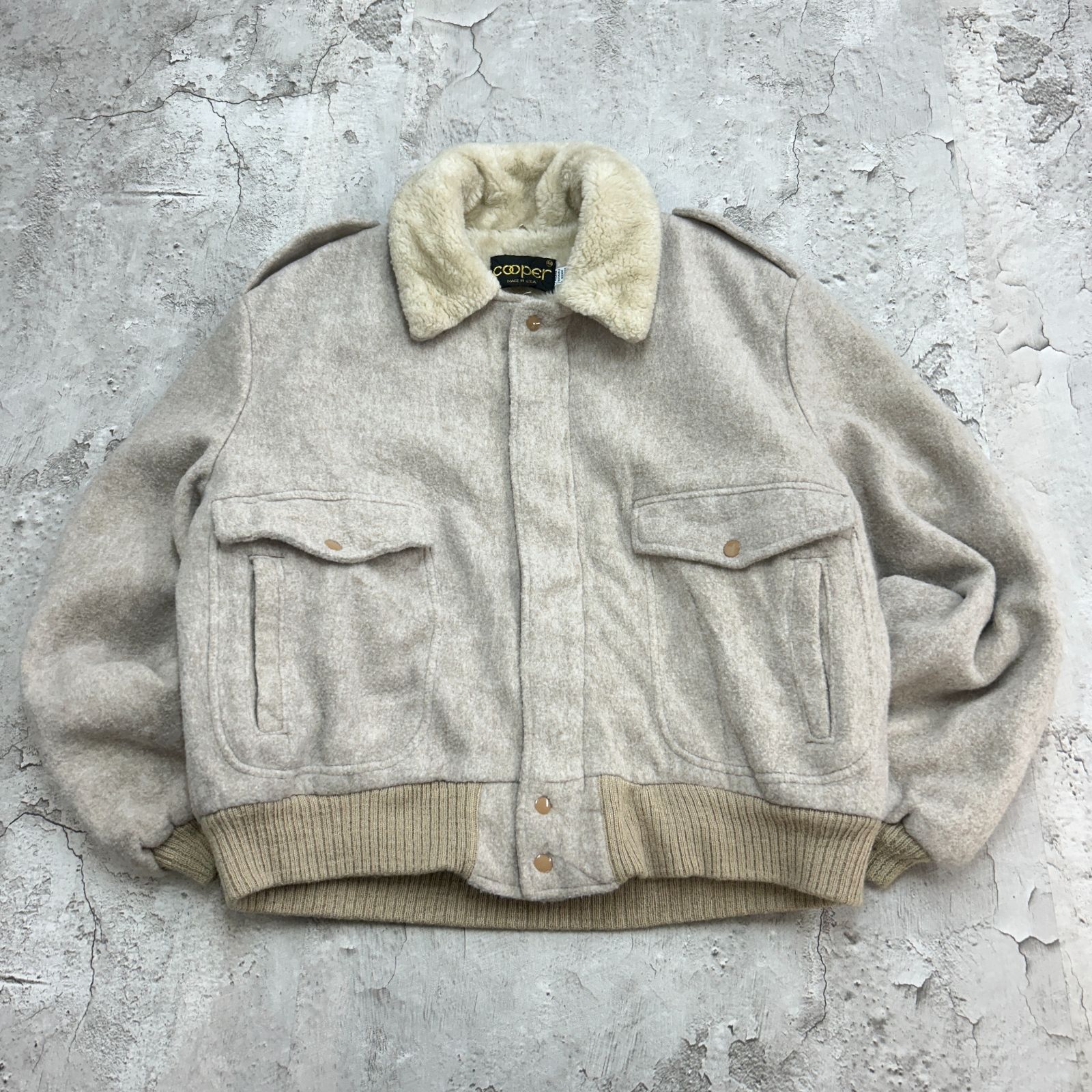 激 Cooper クーパー A2 ボンバージャケット ウールボアジャケット アウター 古着 ベージュ 44