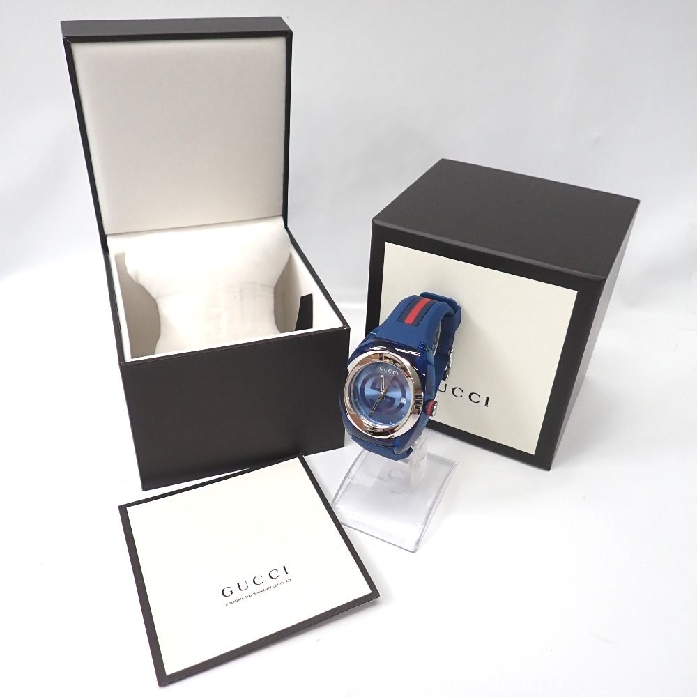 Ft 1221001 グッチ 腕時計 クォーツ シンク ブルー メンズ GUCCI