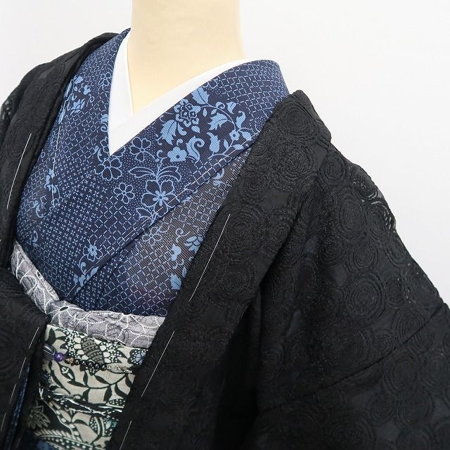 ❁tomihisa❁ オーガンジー 着物 正絹 モノトーンの誘惑 拘り抜いて辿り着く華”仕付け糸付 ロング丈 長羽織6927