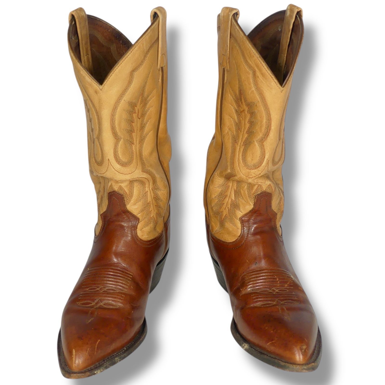 Tony Lama トニーラマ ウエスタンブーツ 25.5 アメリカ製 7.5 D 茶 ベージュ ウエスタンブーツサイズ25.5 cm一覧 SEULB屋着古 X 8049