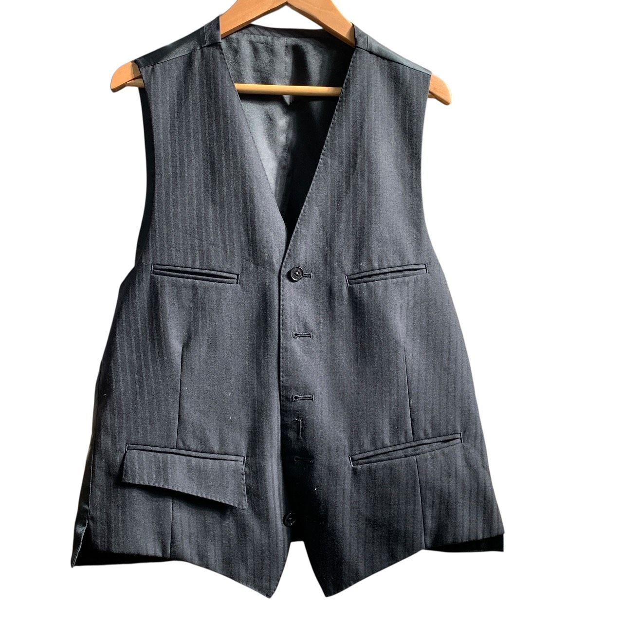 659 バーバリーブラックレーベル BURBERRY BLACK LABEL ベストスーツ パンツ ウール チェック 上下38Lサイズ BMD52-10-39