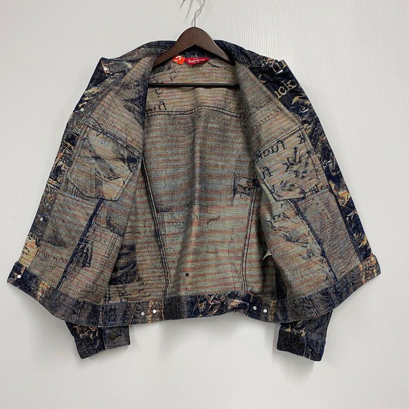 【美品】シュプリーム　スクリプト　ジャカード　デニム　トラッカージャケット　レア Script Jacquard Denim Trucker Jacket | Supreme 22fw
