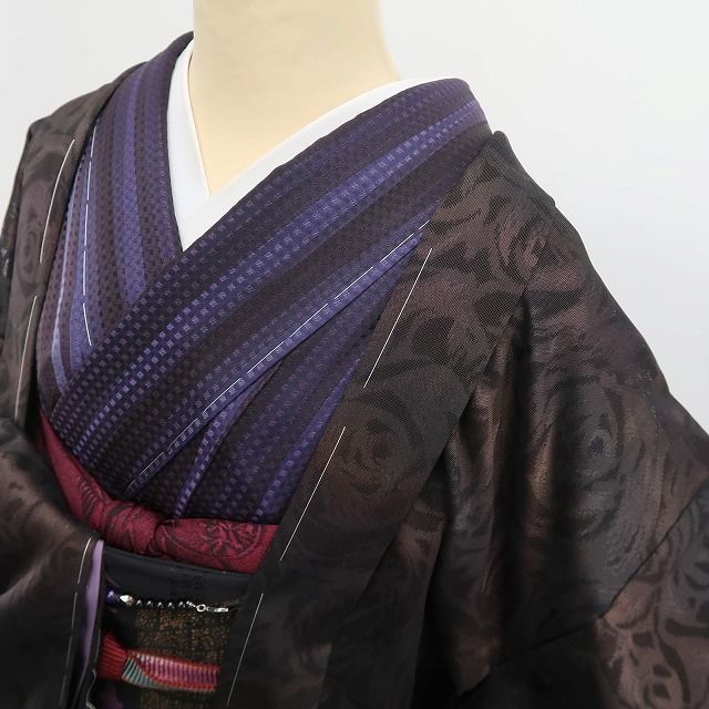 ❁tomihisa❁ BANKAN 紋紗 薔薇 着物 バラを抱いて大人に染まる ひと度纏えばお洒落度 正絹 仕付け糸付 ロング丈 長羽織 6928