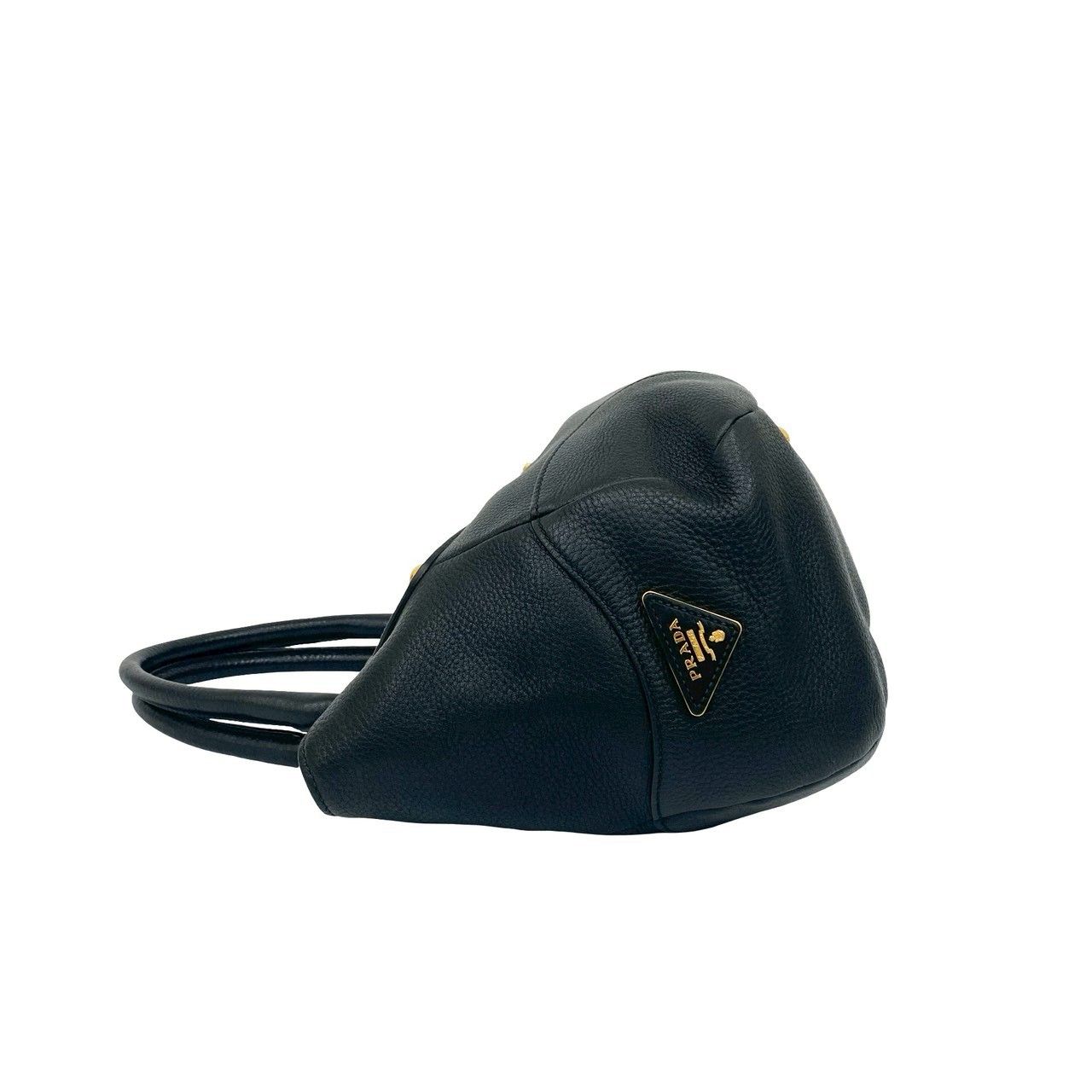 極 美品 希少品 PRADA プラダ 三角ロゴ ゴールド 金具 レザー 本革 
