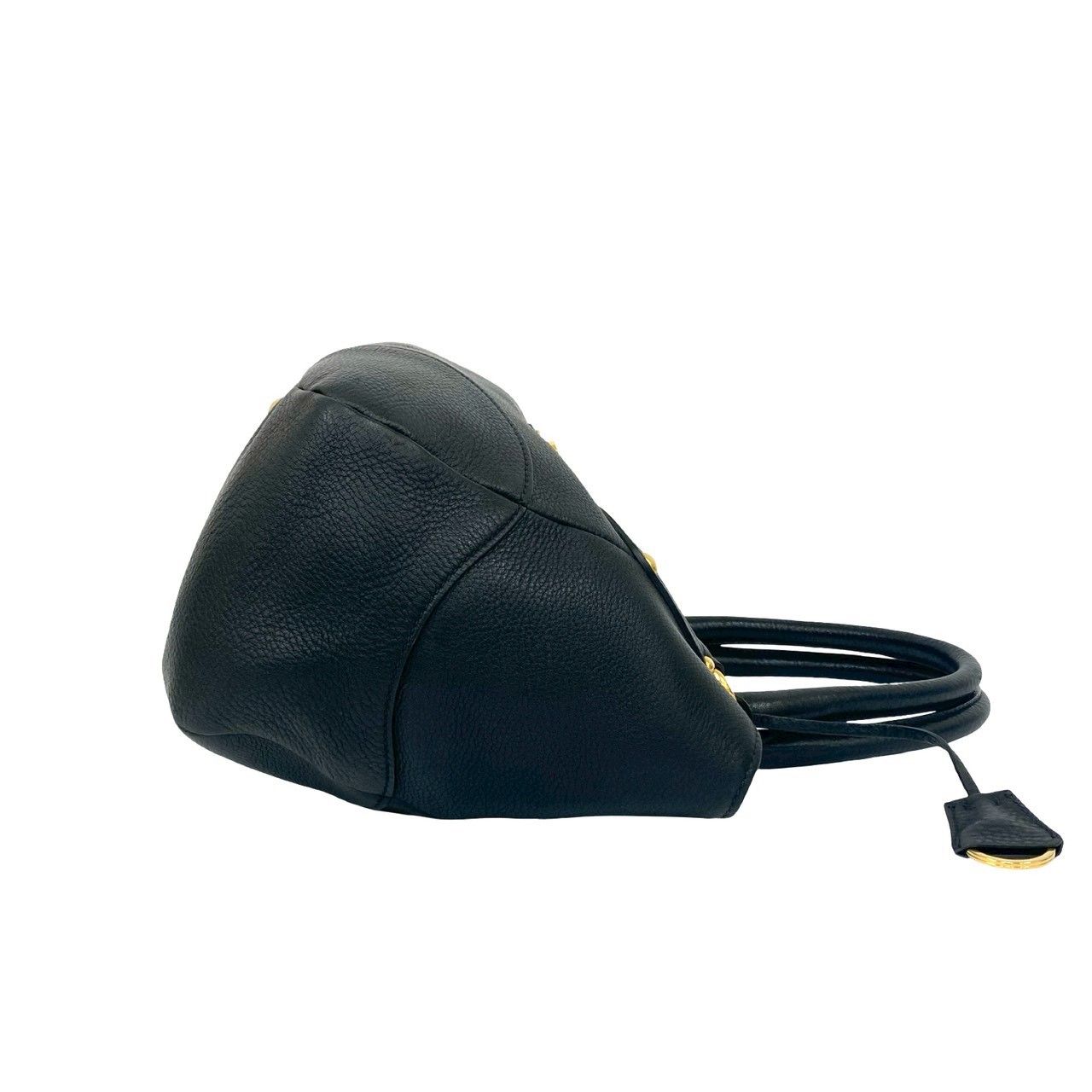 極 美品 希少品 PRADA プラダ 三角ロゴ ゴールド 金具 レザー 本革 