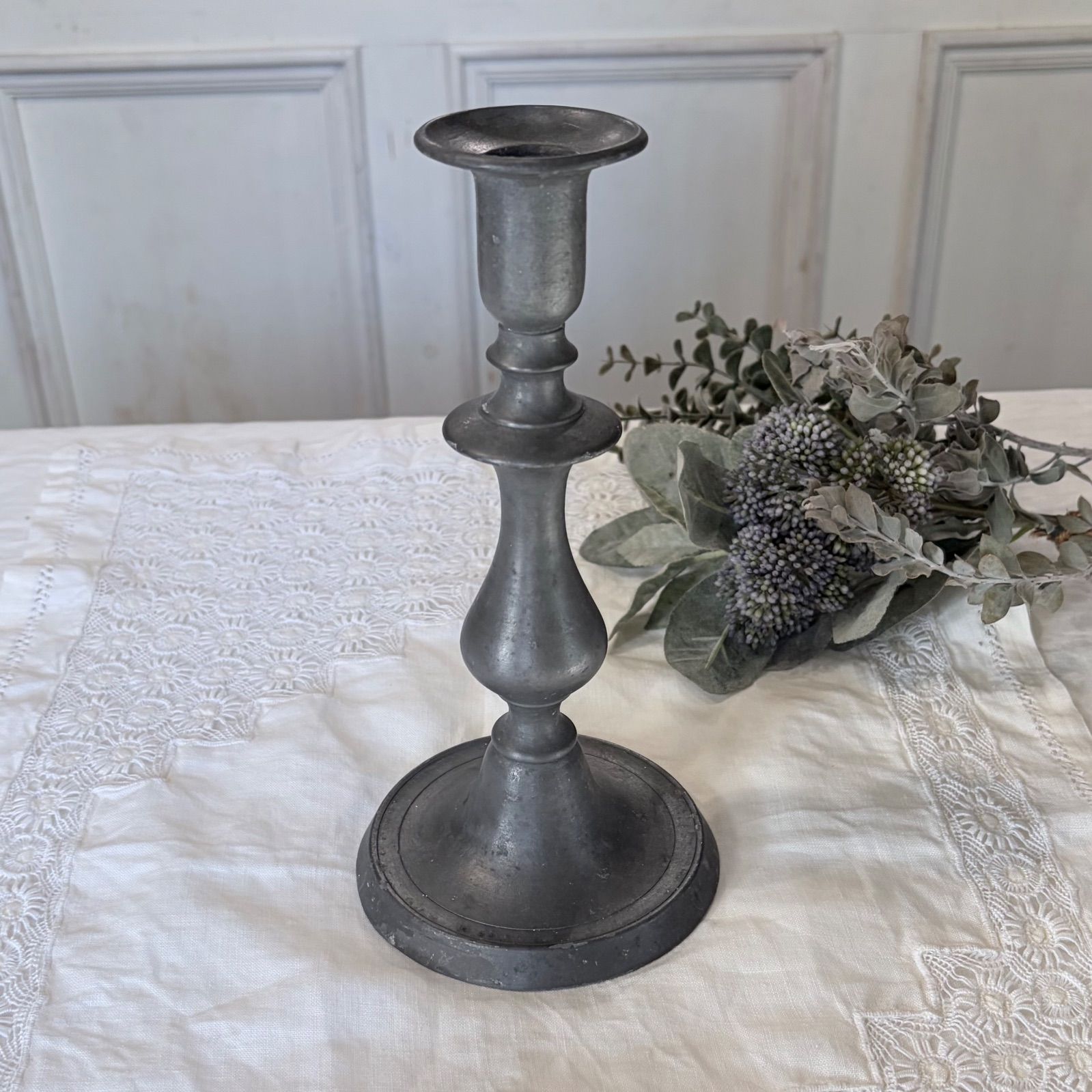 フランスアンティーク　エタン　燭台 フランス アンティーク エタン ピューター 燭台 キャンドルスタンド