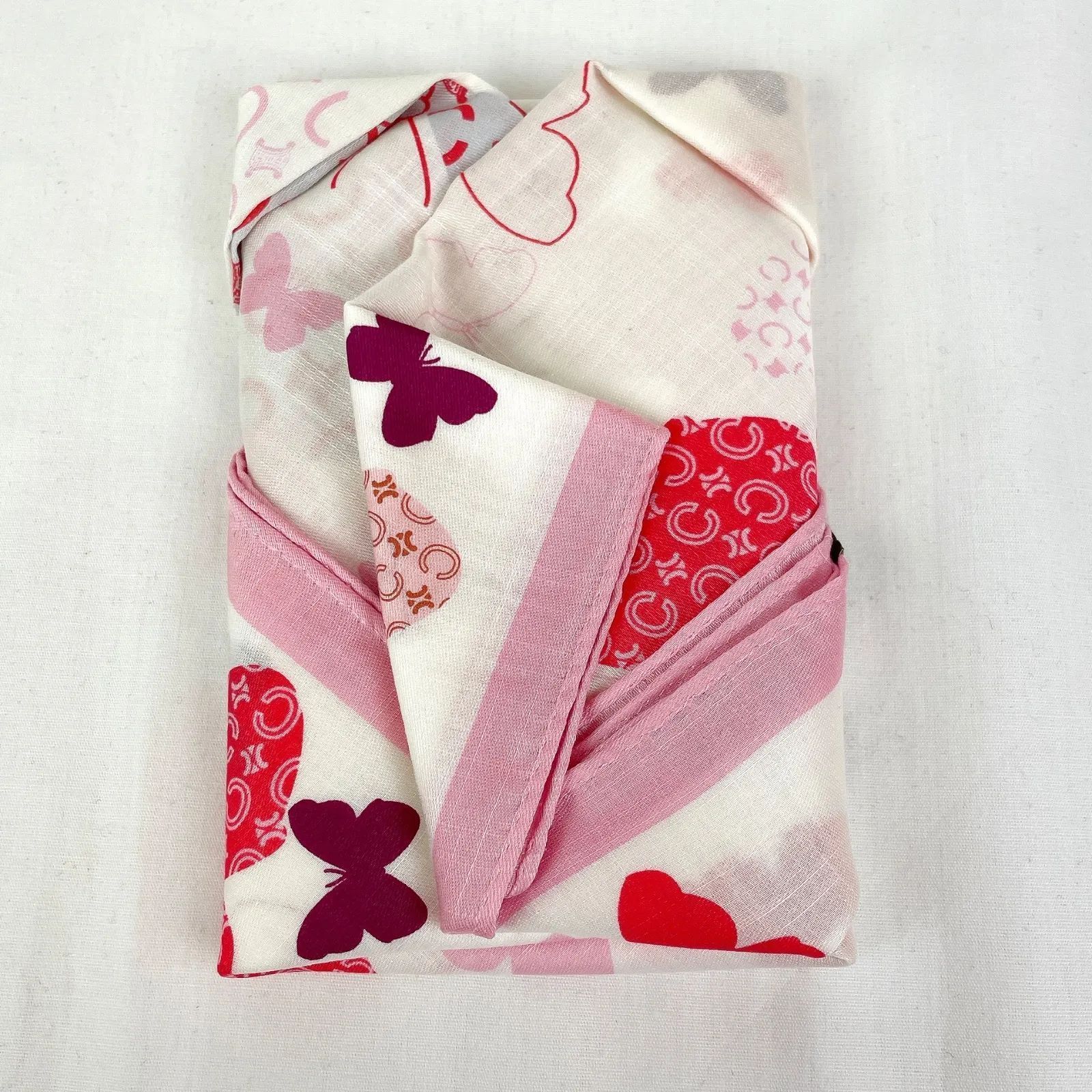 松前202 CELINE セリーヌ 大判 ハンカチ 未使用保管品 マカダム柄 蝶々