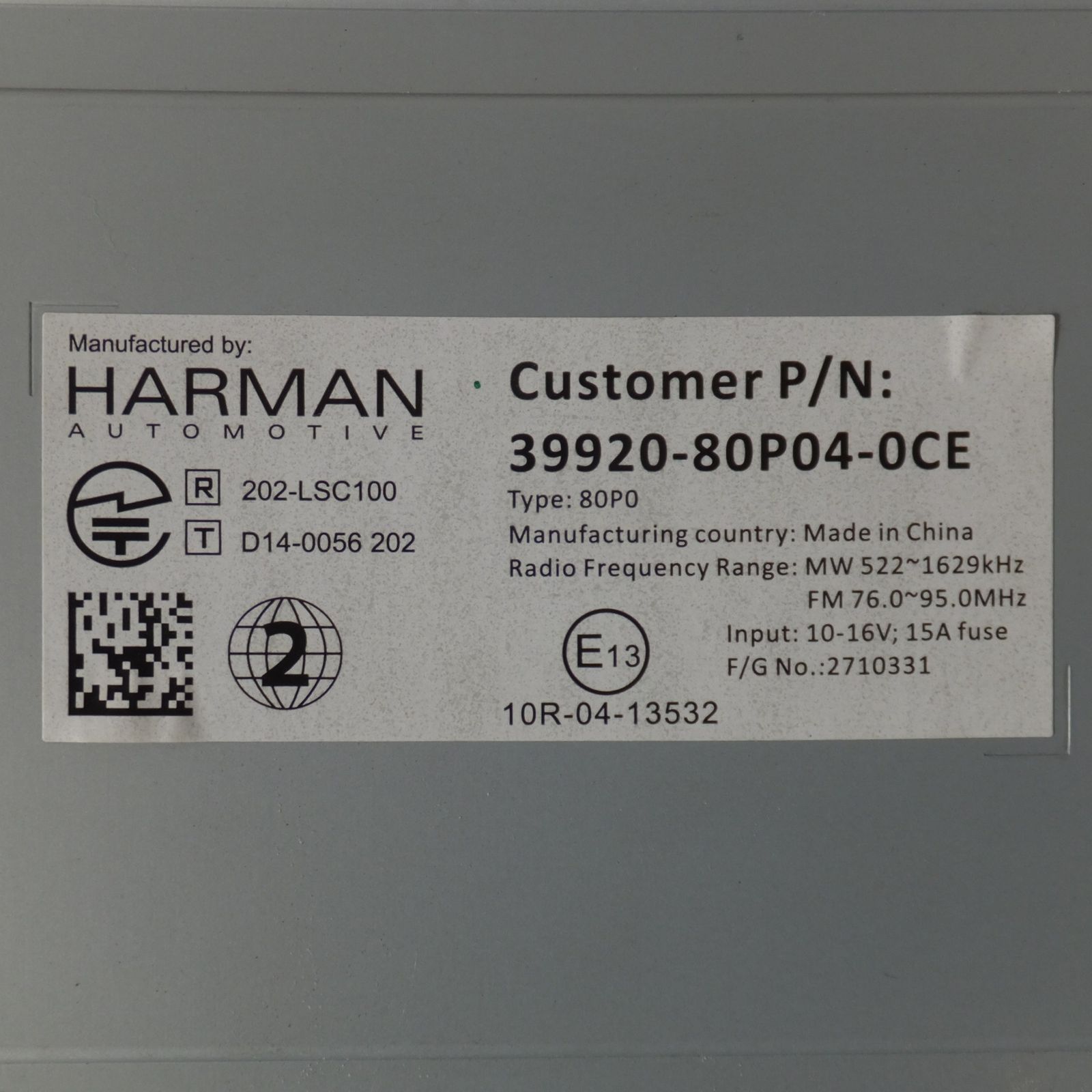 HARMAN製 スズキ 純正 メモリーナビゲーション 39920-80P04-0CE 28 BRIGHTFACE_UK