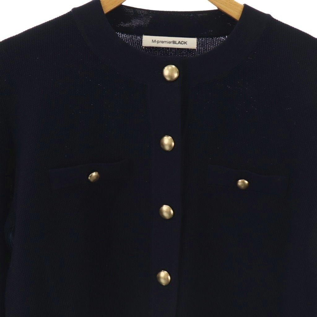 M-PREMIER BLACK ゴールドボタン　ニットジャケット　エムプルミエ エムプルミエ ブラック M-Premier BLACK ゴールドボタンニット