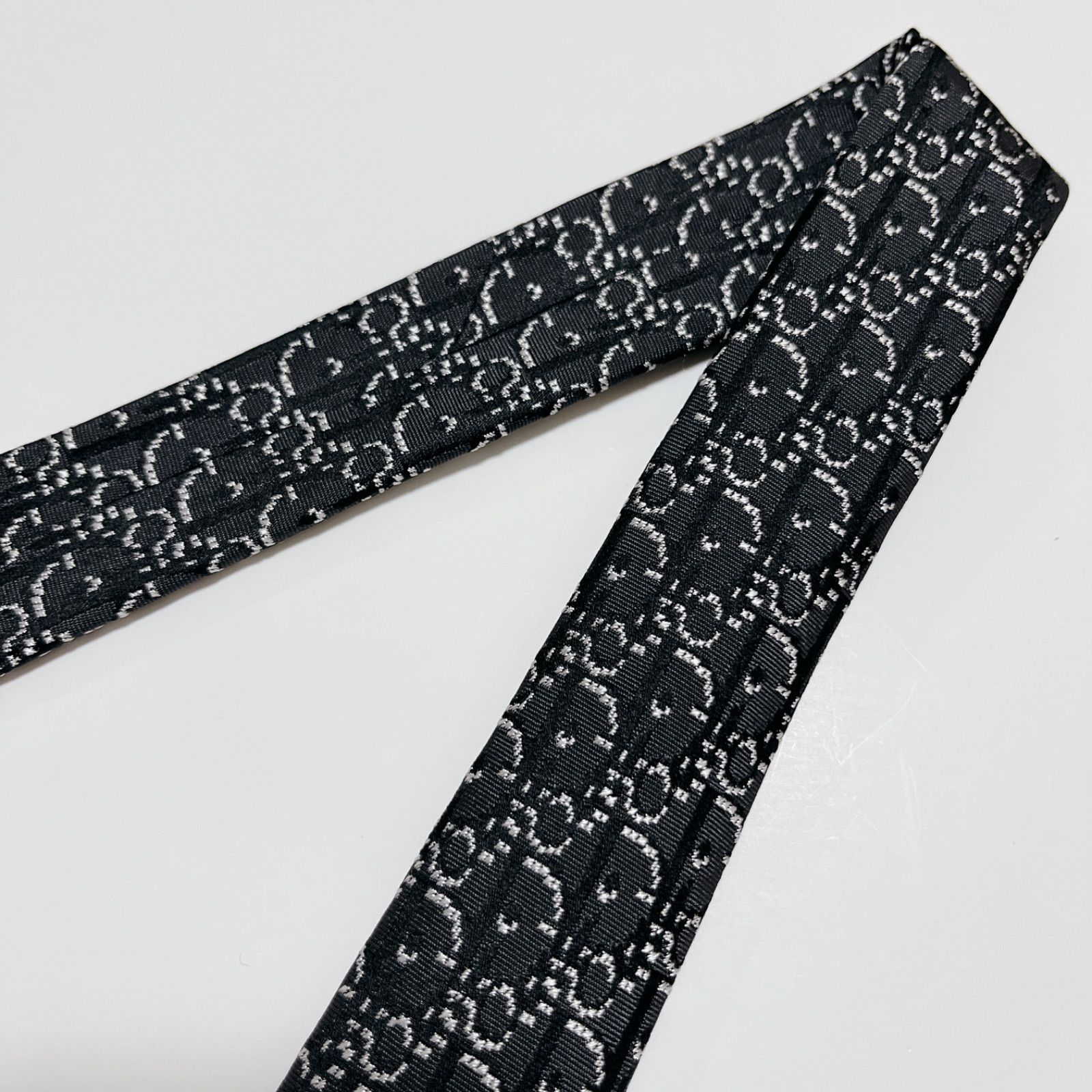 美品 ディオールオム ネクタイ ハイブランド トロッター柄 光沢