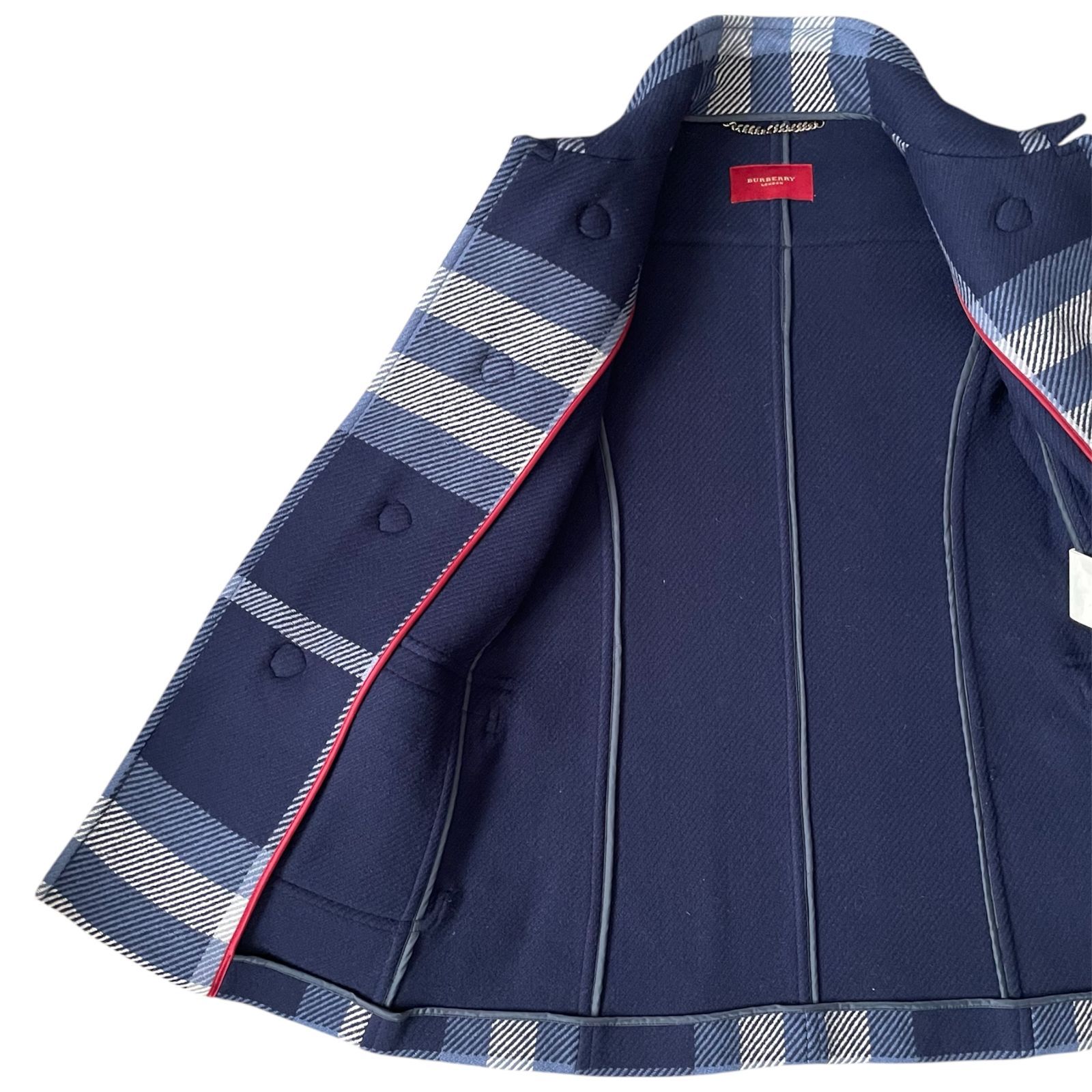 【希少】バーバリーブルーレーベル　ダッフルコート　全面チェック　ウール 希少】バーバリーブルーレーベル ダッフルコート 全面チェック ウール