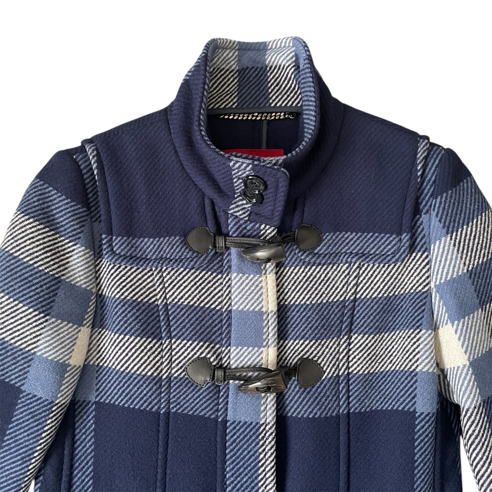 【希少】バーバリーブルーレーベル　ダッフルコート　全面チェック　ウール 後期モデル バーバリーブルーレーベル ダッフルコート ノバチェック 青