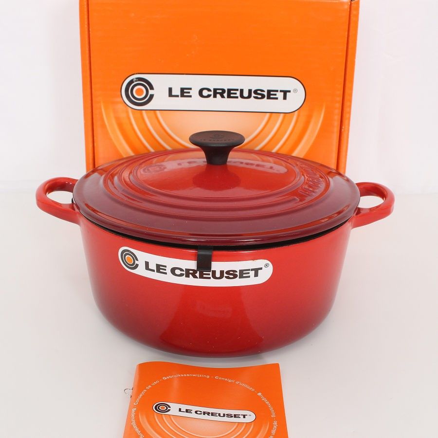 ル クルーゼ ココット ロンド 22cm チェリーレッド 25001-22-06 ホーロー 両手鍋
