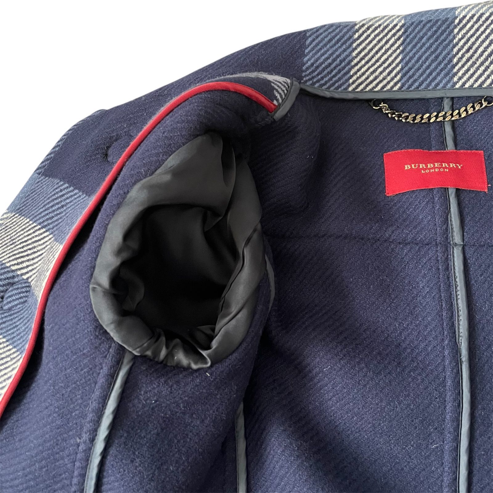 BURBERRY ダッフルコート チェック コート アウター ネイビー ブルー