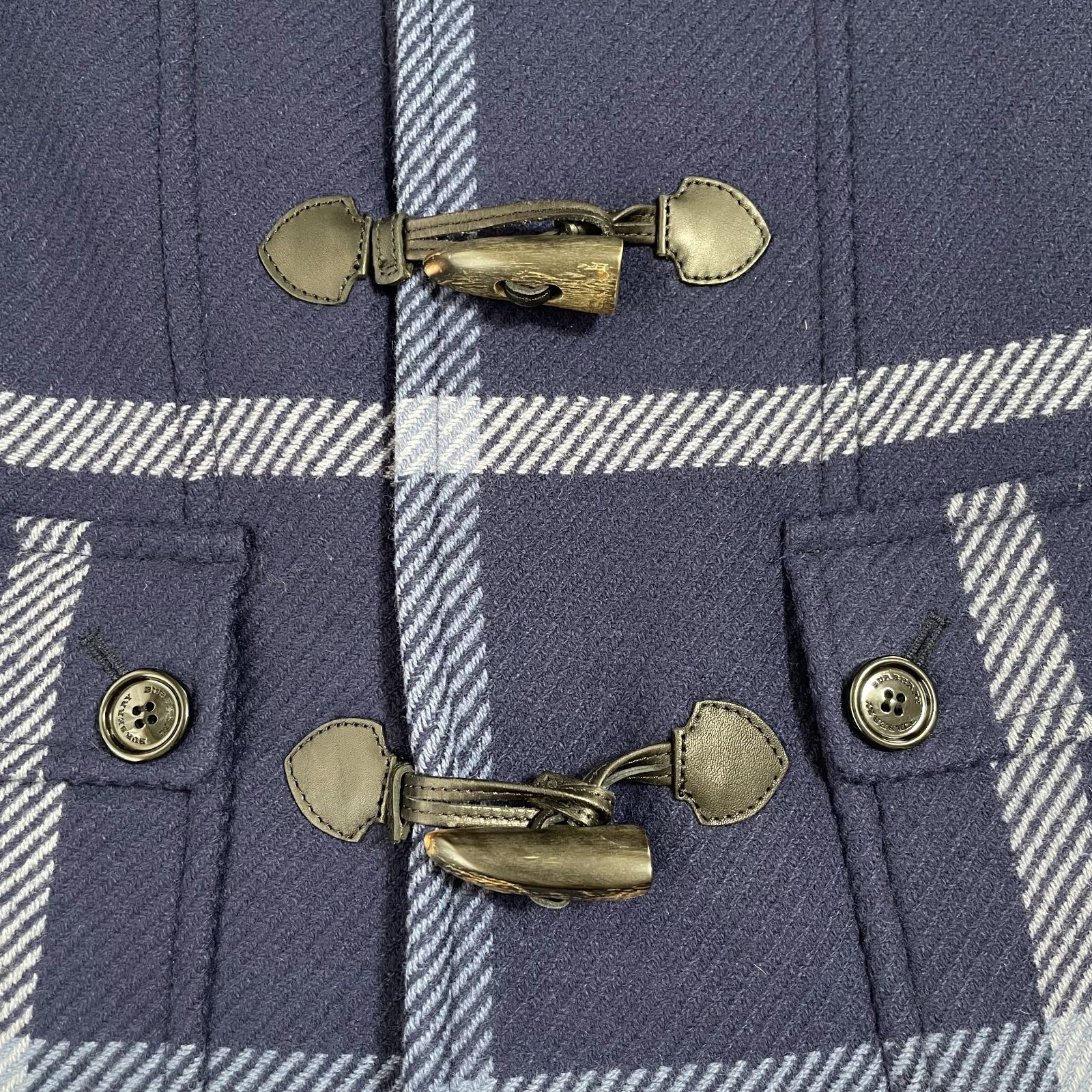 BURBERRY ダッフルコート チェック コート アウター ネイビー ブルー
