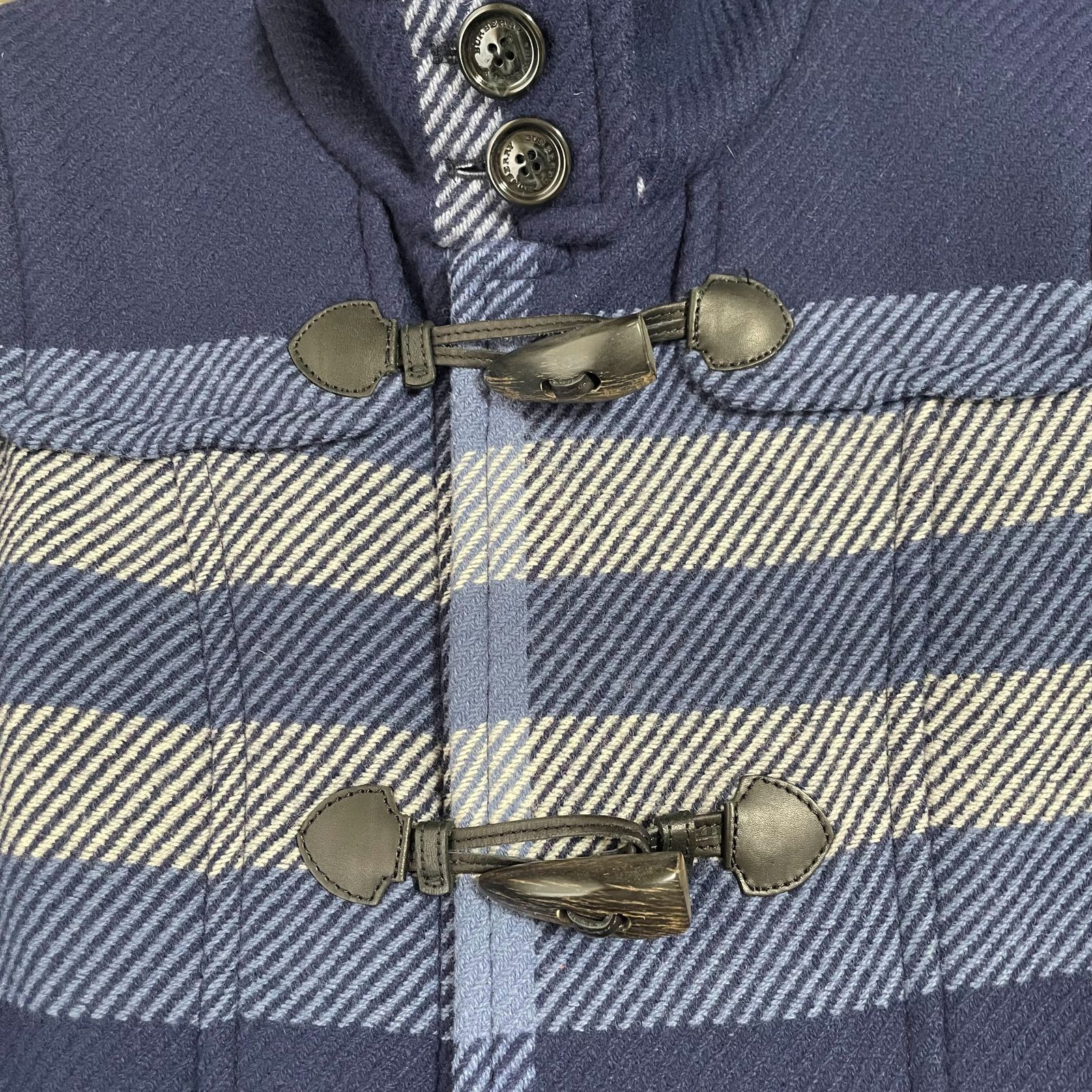 【希少】バーバリーブルーレーベル　ダッフルコート　全面チェック　ウール 後期モデル バーバリーブルーレーベル ダッフルコート ノバチェック 青