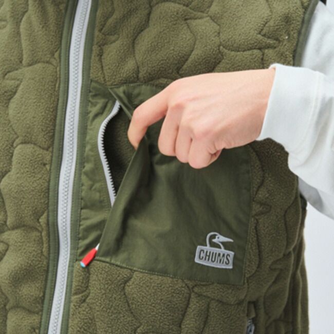 CHUMS チャムス ブービーステッチフリースベスト CH04-1472 アイボリー