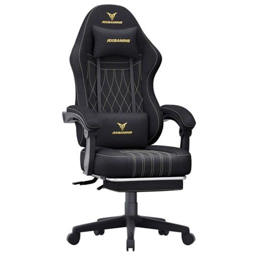 RXGAMINGゲーミングチェアオフィスチェアイス椅子テレワーク疲れないファブリックデスクチェアオットマン付きゲーム用チェア145°リクライニングパソコンチェア座り心地よいテレワーク…