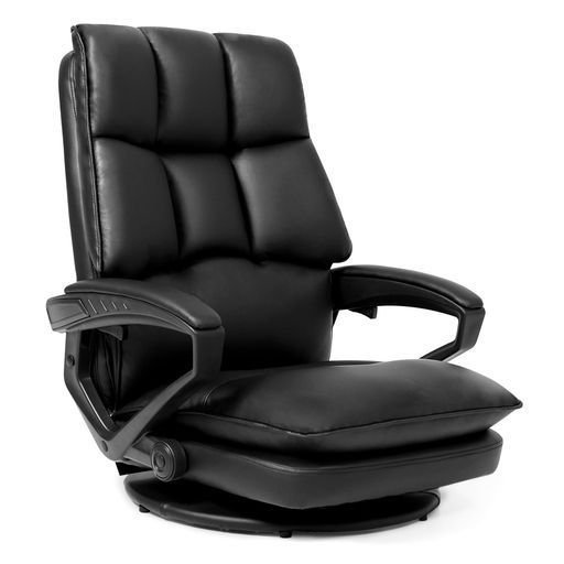 SeekFunゲーミングチェアゲーミング座椅子腰が痛くならない360°回転二重層クッションデスクチェアランバーサポート座り心地最高肉厚快適LX-09SW PUレザーブラック