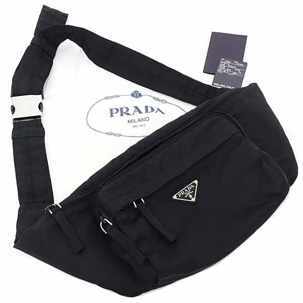 プラダ PRADA ナイロン ベルトバッグ ボディバッグ ウエストバッグ TESSUTO テスート 2VL005 2A6D F0002 ブラック Aランク