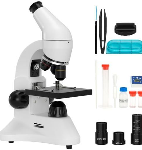 VIPIH顕微鏡複合単眼40X-2000倍回転式単眼ヘッドスライド付きLED照明ガラス光学下光源付きHD光学レンズ360度回転顕微鏡レンズ初心者子供実験室デモ教育用自由研究用日本語説明書あり