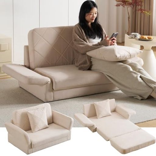 オーエスジェイ OSJ ソファーベッドソファー2人掛け肘付き3つ折り折りたたみコンパクト3つ折り一人暮らしおしゃれ脚付き北欧ベージュ