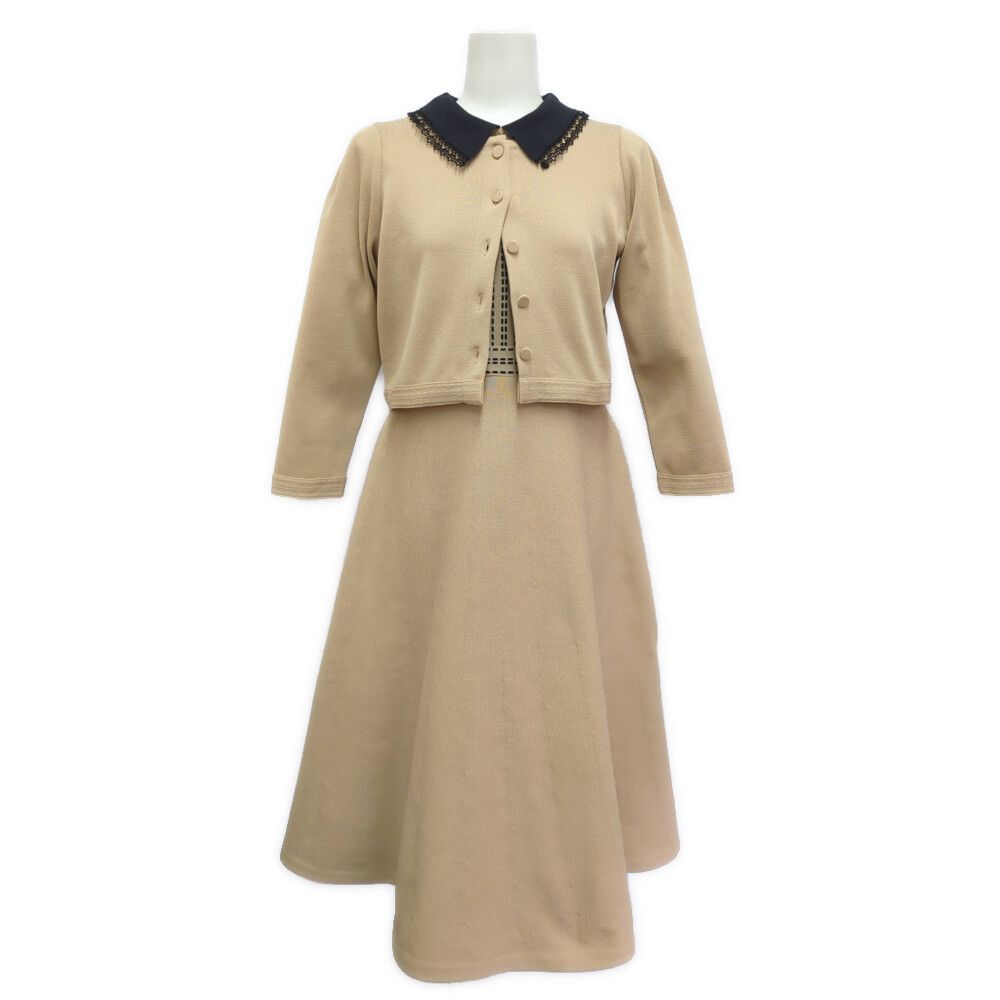 Maglie le cassetto マーリエルカセット レース衿ニットカーディガンセットワンピース|54172209|54178210|7|ベージュ|翌日配送可 ♀ A レディース 594811