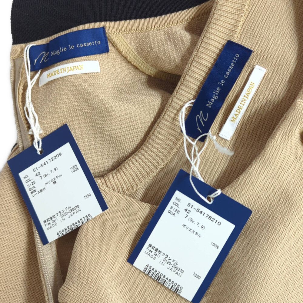 レース衿ニットカーディガンセットワンピース|54172209|54178210|7|ベージュ|翌日配送可 ♀