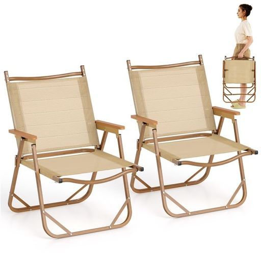 Giantexアウトドアチェア二脚セット軽量組み立て不要キャンプチェアキャンプ椅子折りたたみ持ち運び便利耐荷重180kgハンドル付ビーチ花火大会お花見バーベキューお釣り登山ハイキング用…