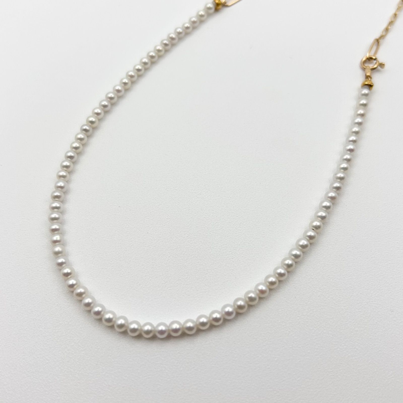 STAR JEWELRY スタージュエリー K10刻印 パール&チェイン ネックレス 